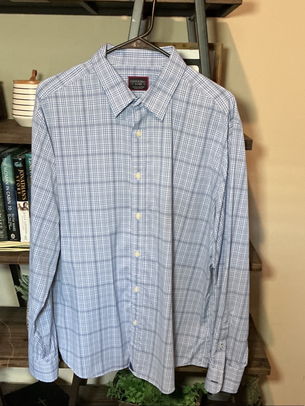 UNTUCKit Light Blue Plaid Long-Sleeve Dress Shirt